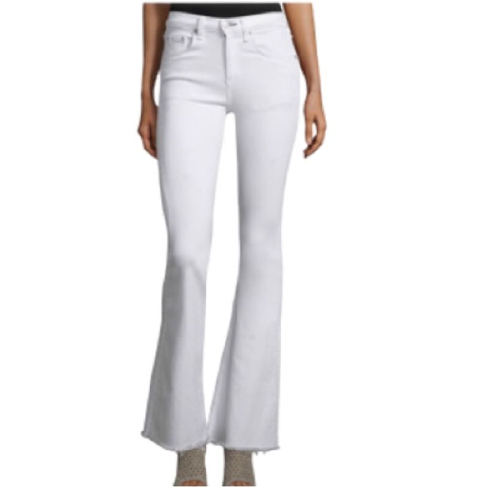 HOST PIC NEW Rag & Bone Bright White Raw Hem Flare Jeans Size 27